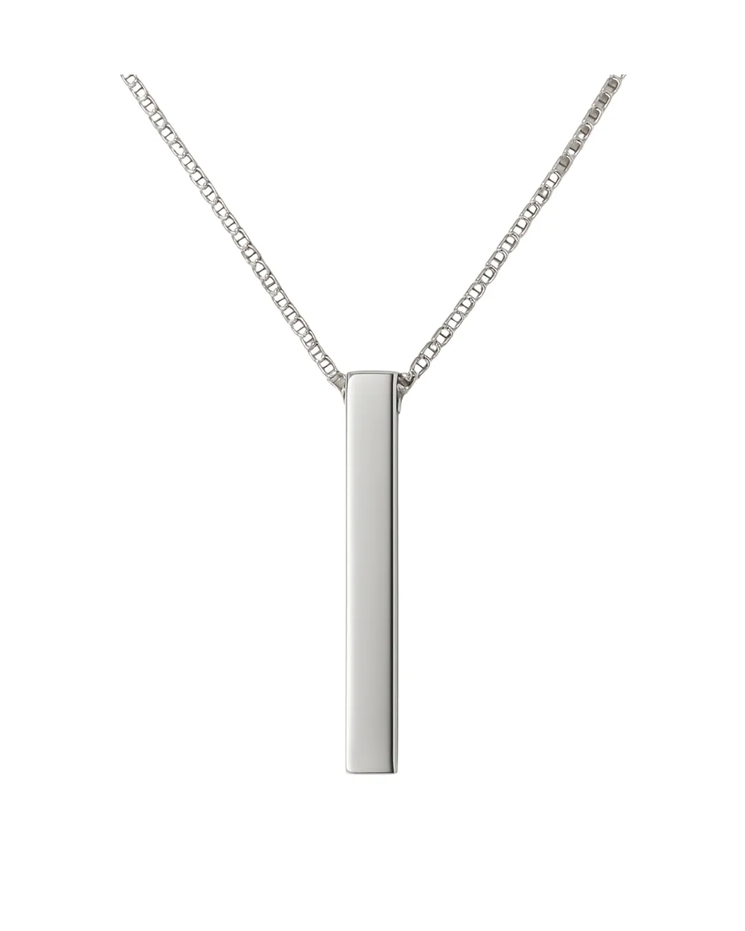 Collar Plateado Con Barra Rectangular