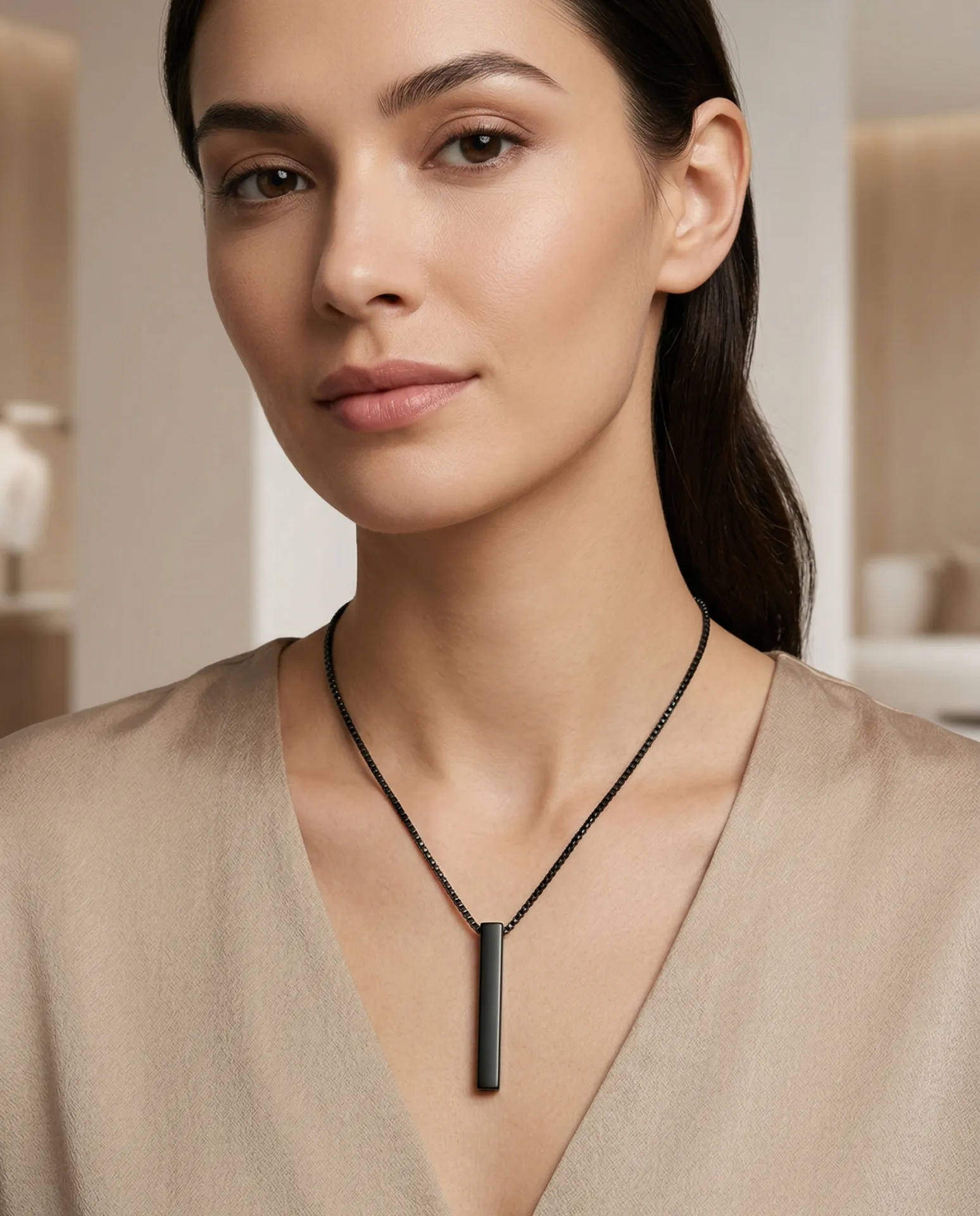 Collar Negro Con Barra Rectangular