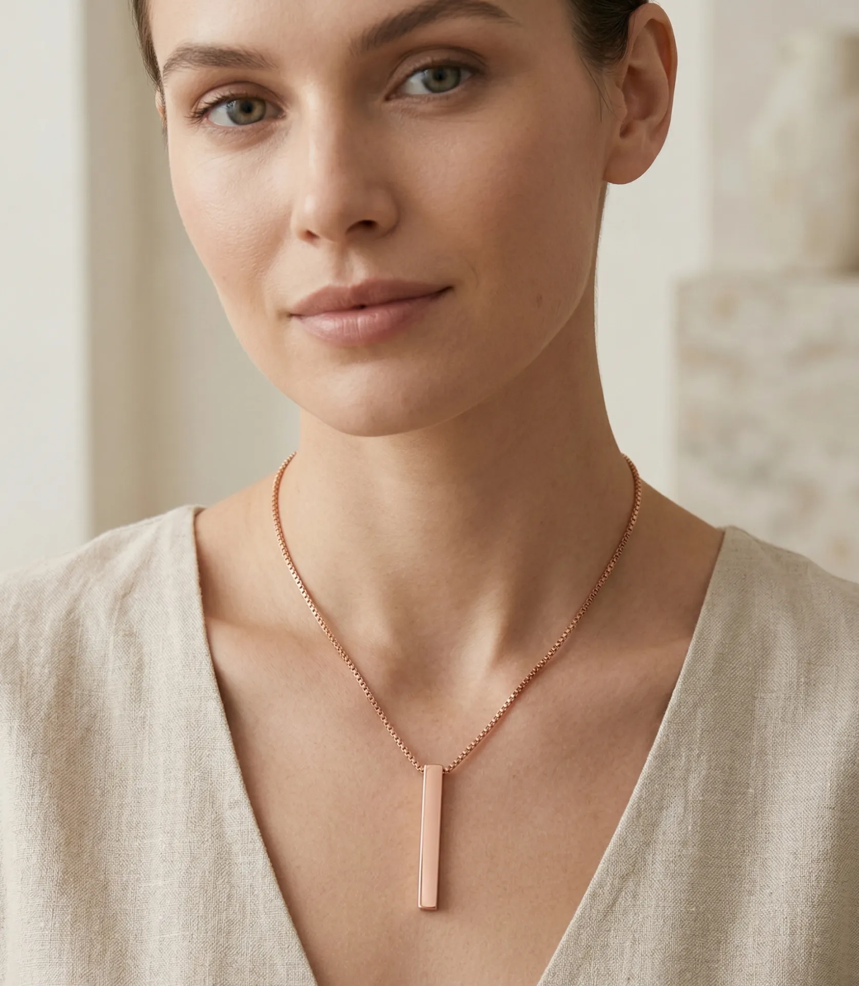 Collar Rosado Con Barra Rectangular