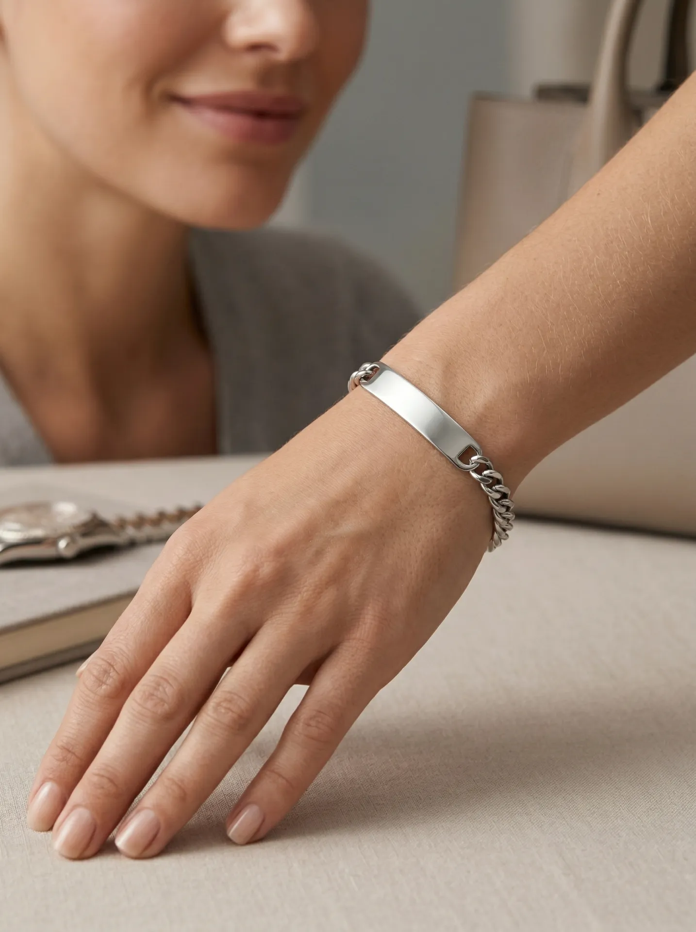 Pulsera Cubana Plateada